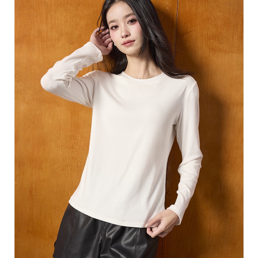 2025新款冬新基础简约百搭棉正肩圆领针织打底长袖T恤衫