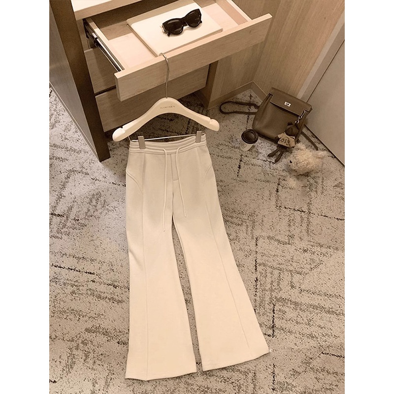 2025新款黑色松紧腰阔腿宽松休闲卫裤女秋冬季加绒加厚垂坠松弛感