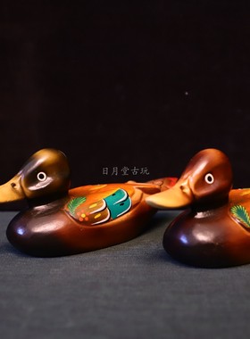 日月堂 解放老木雕鸳鸯 木雕动物鸳鸯古玩古董收藏老物件案头摆件