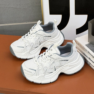 款 炸街小白鞋 时尚 女百搭休闲运动鞋 厚底增高老爹鞋 欧洲站2026春季