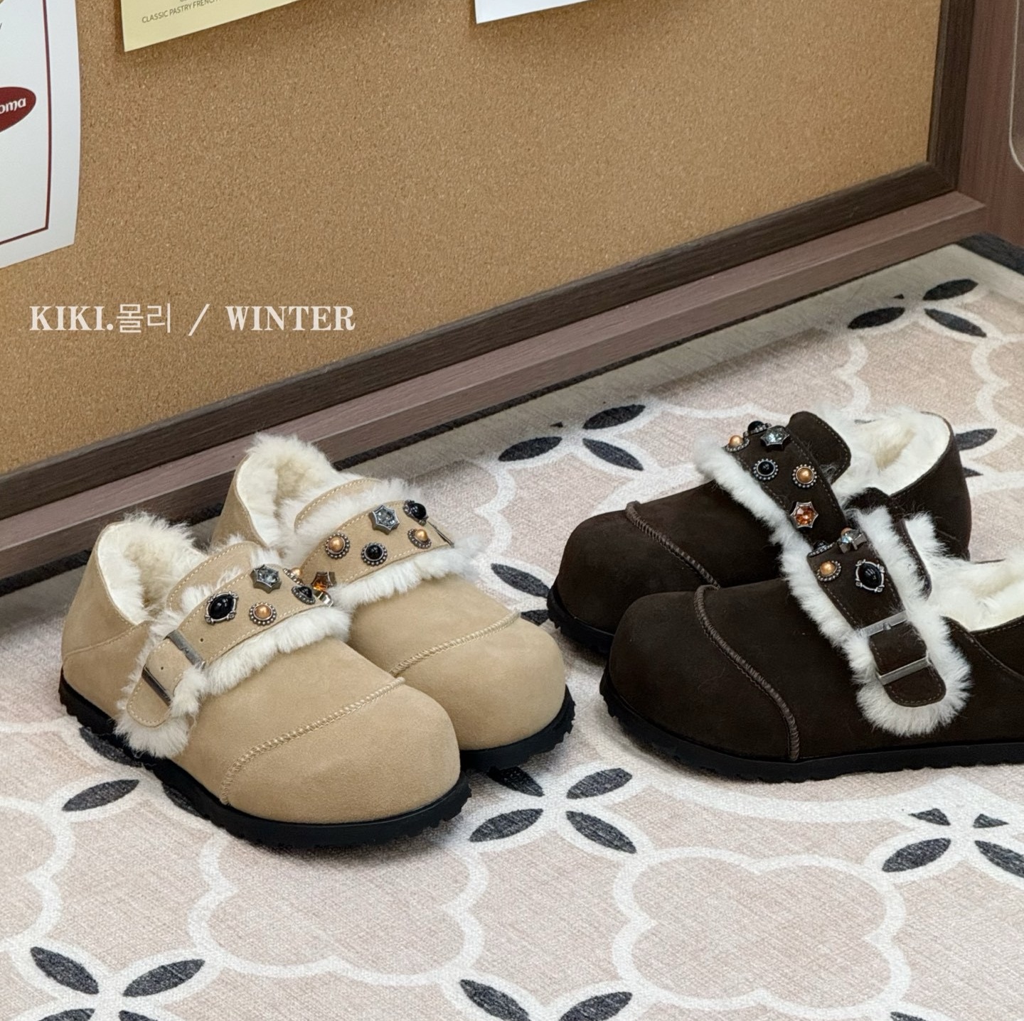 欧洲站2025冬季新款时尚加绒保暖勃肯鞋女百搭磨砂毛毛懒人鞋