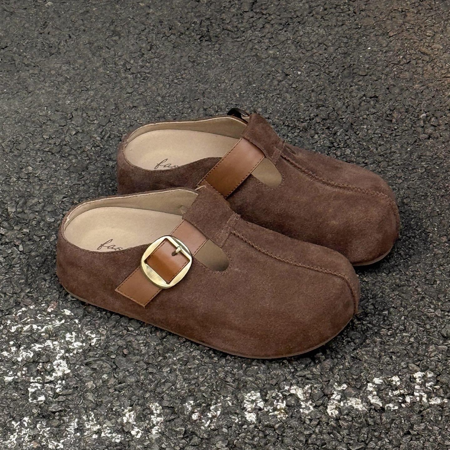 欧洲站2026春季新款时尚复古反绒皮勃肯鞋女百搭休闲包头半拖鞋潮,女鞋,勃肯鞋/软木鞋,淘宝优惠券,粉丝福利购,淘宝优惠卷