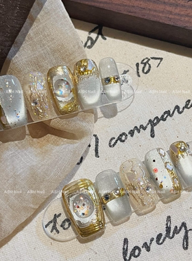 ASH/金缕绘章 重工小众猫眼高级时髦设计感复古手工美甲穿戴甲