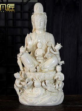 仿古风陶瓷供奉摆件观音佛像