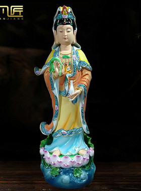 观音菩萨佛像手绘摆件德化陶瓷