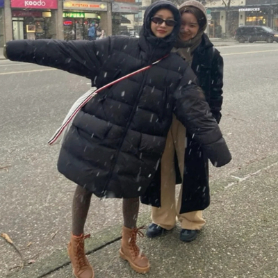 bosona女士中长款羽绒服鹅绒修身