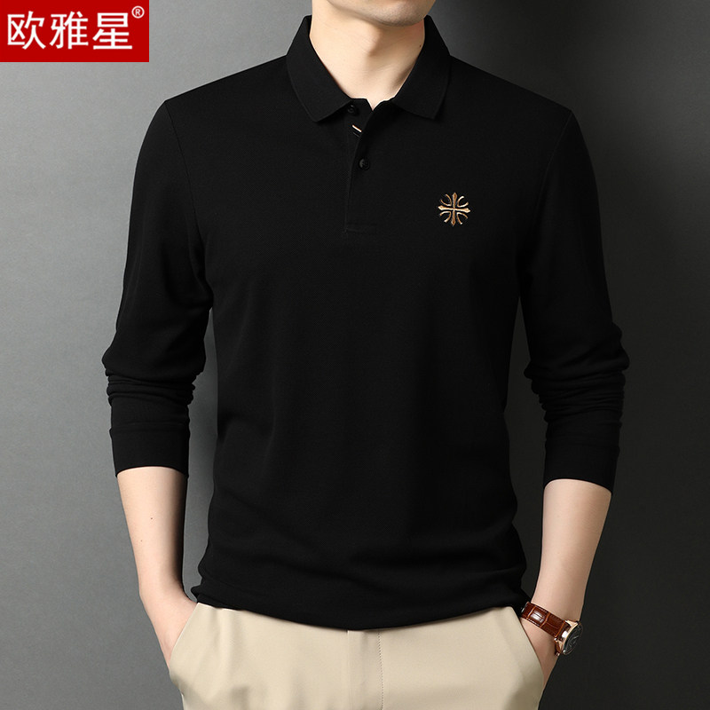男士长袖t恤2020秋季休闲POLO衫男30-50岁上衣有领中青爸爸秋装