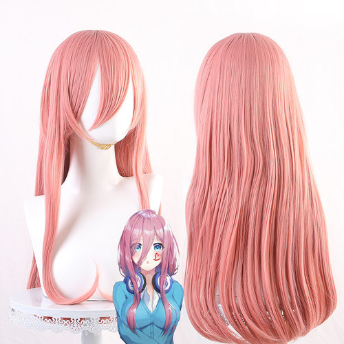 五等分花嫁/新娘 中野三玖cos假发 动漫cosplay假发 烟粉色