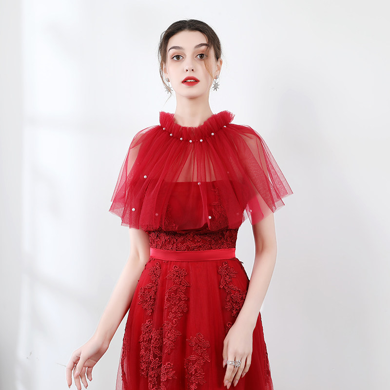 伴娘服礼服小披肩雪纺纱配饰一字肩宴会外搭夏季防晒遮手臂女薄款