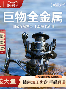 卡斯丁威震天全金属纺车轮黑坑雷强远投海钓搏巨物淡水海水防腐蚀