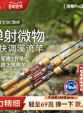 卡斯丁鸿隼Pro路亚竿微物溪流竿ul超软枪柄直柄多节马口弹射鱼竿
