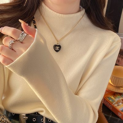 打底衫女春秋2025新款内搭高级感中领毛衣黑色半高领针织衫上衣