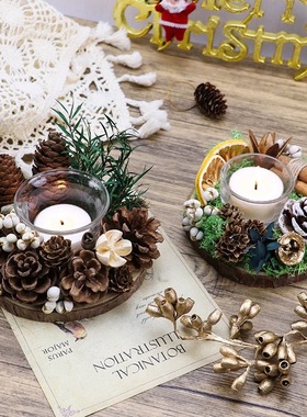 圣诞节永生花diy材料包自制烛台送女友闺蜜生日礼物