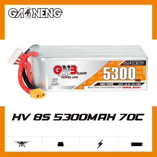 GNB高能5300mAh 8S 30.4V HV 70C穿越机RC航模锂电池遥控玩具船模