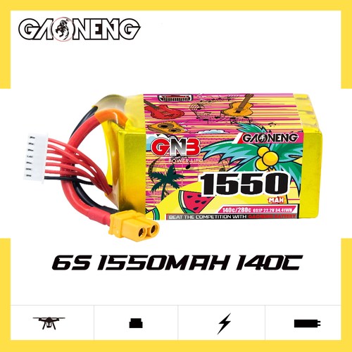 GNB高能1550mAh 6S 22.2V 140 5寸遥控穿越机聚合物锂电池FPV航模