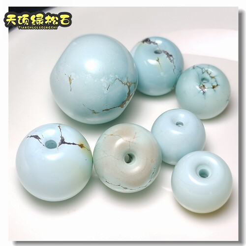 单颗绿松石圆珠苹果圆天然原矿