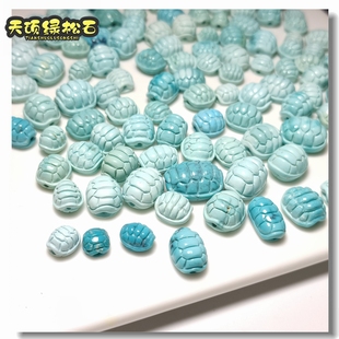 湖北天然原矿无优化绿松石富甲天下龟壳龟甲背云扁珠手串散珠配饰