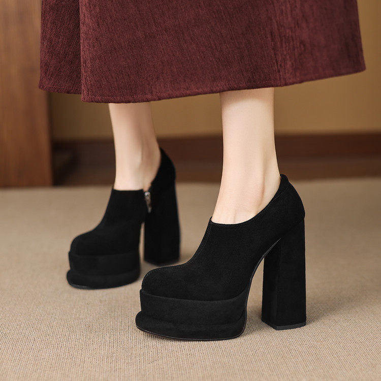 超高跟粗跟厚底防水台单鞋女一脚蹬2026春季深口英伦风小皮鞋,女鞋,深口单鞋,淘宝优惠券,粉丝福利购,淘宝优惠卷