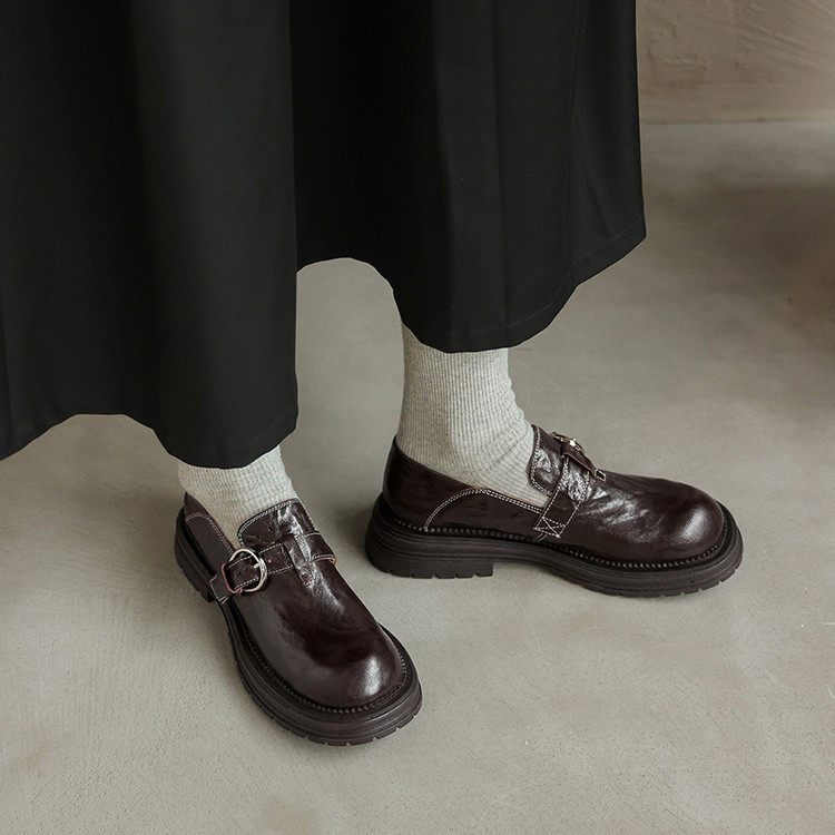 复古皮带扣一脚蹬乐福鞋女2026春季深口单鞋圆头厚底小皮鞋子,女鞋,深口单鞋,淘宝优惠券,粉丝福利购,淘宝优惠卷