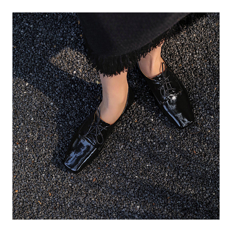 女士时尚2026年春季新款方头平底系带小皮鞋气质深口真皮单鞋,女鞋,深口单鞋,淘宝优惠券,粉丝福利购,淘宝优惠卷