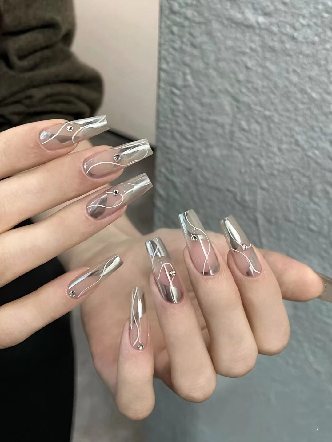 麦斯穿戴甲纯手工定制穿戴式成品美甲贴片y2k机械甲甜酷千禧辣妹