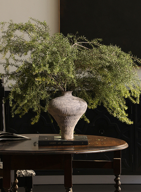 形上侘寂风手作花瓶粗陶高脚仿古化妆土大花器景德镇插花水培摆件