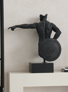 形上复古“ 断章·指引”盾牌卫兵雕塑摆件客厅玄关办公室装饰品