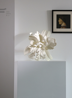 形上3D立体花朵雕塑装饰品摆件酒店服装店高级感法式玄关艺术品