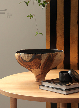 形上冯哲元陶瓷花瓶中古侘寂风手绘艺术大花器民宿茶空间桌面摆件