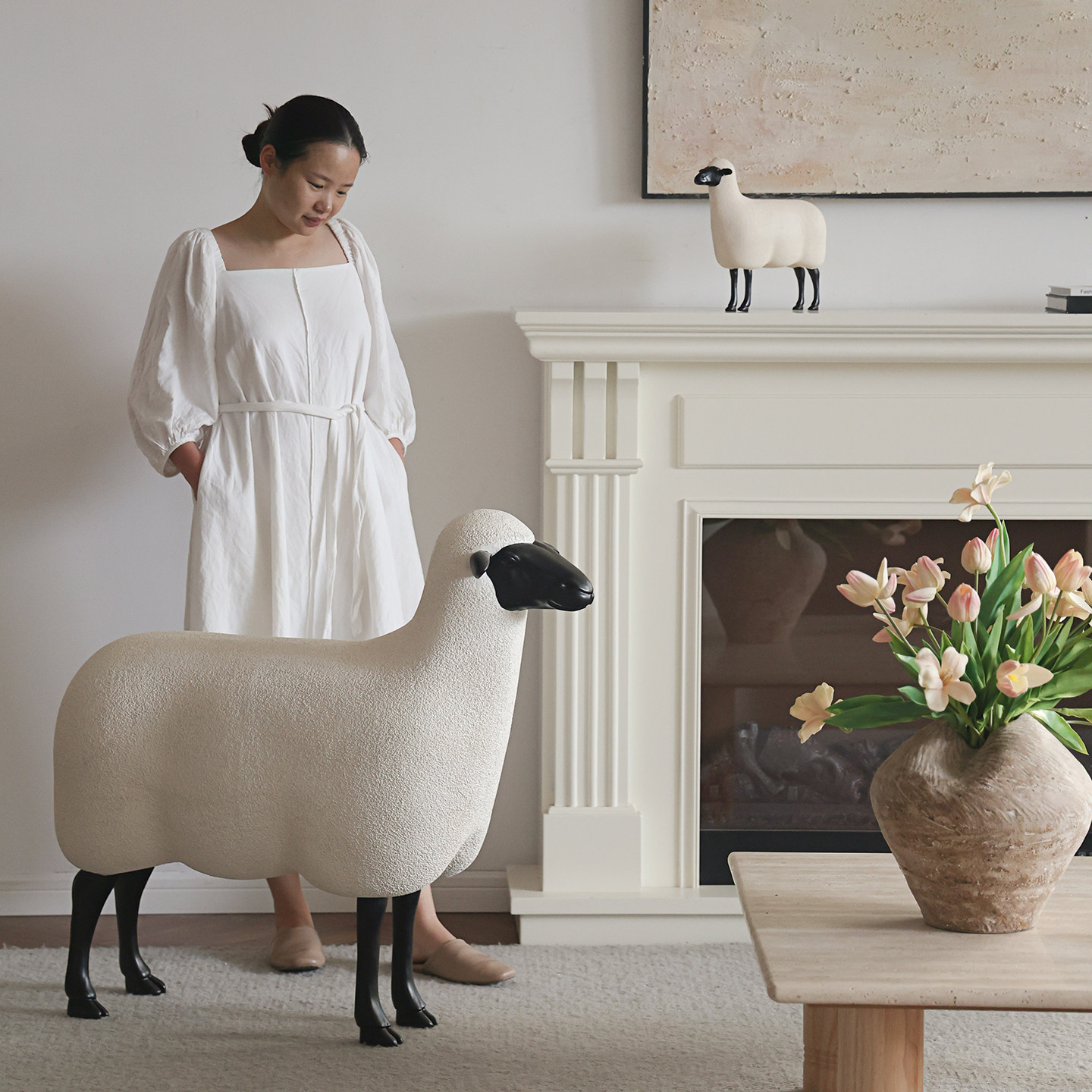 形上动物雕塑《瑞羊》坐具设计师款客厅玄关装饰品绵羊落地摆件,住宅家具,床尾凳/长凳,淘宝优惠券,粉丝福利购,淘宝优惠卷