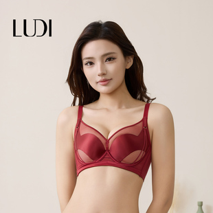 露迪尚品透气光面网纱边舒适文胸记忆钢红色B杯LDA260085