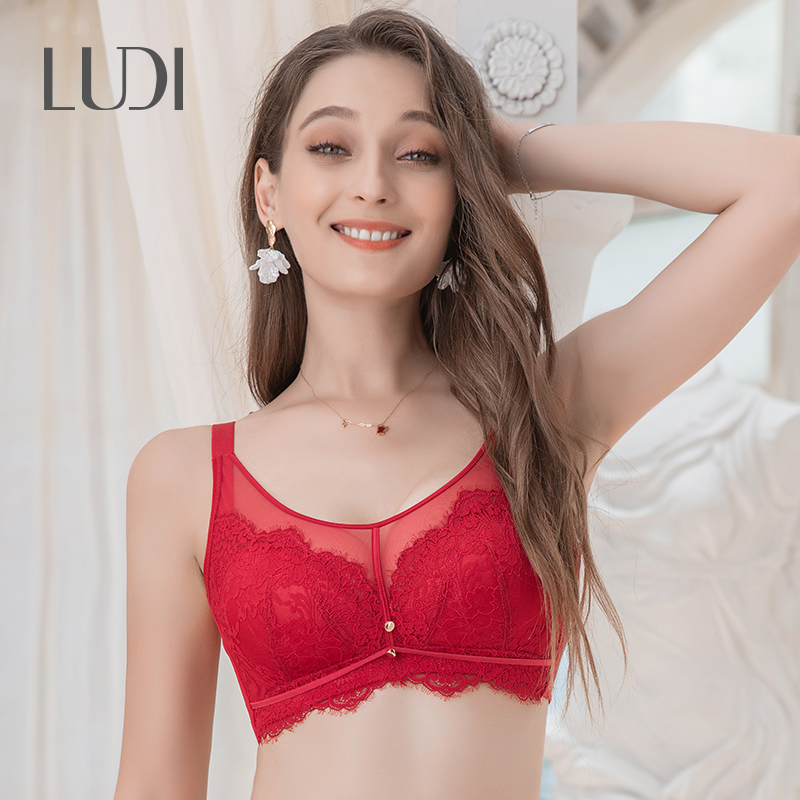 露迪尚品简约蕾丝无钢圈棉质文胸