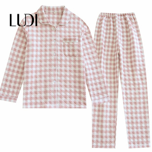 露迪尚品男女士情侣舒适纯棉家居服睡衣套装夹棉LDC257262-83