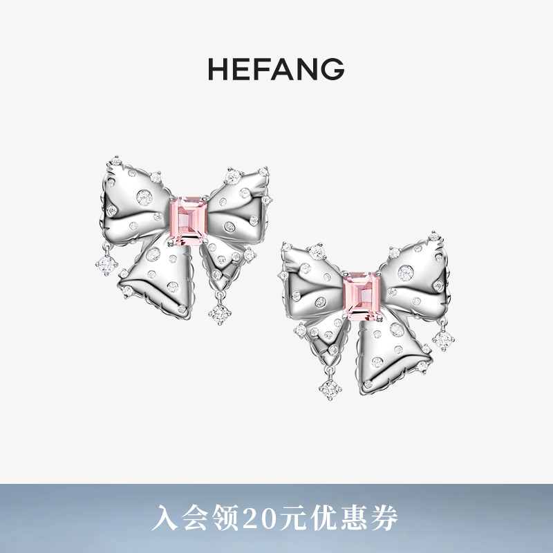 HEFANG何方宝石蝴蝶结耳环