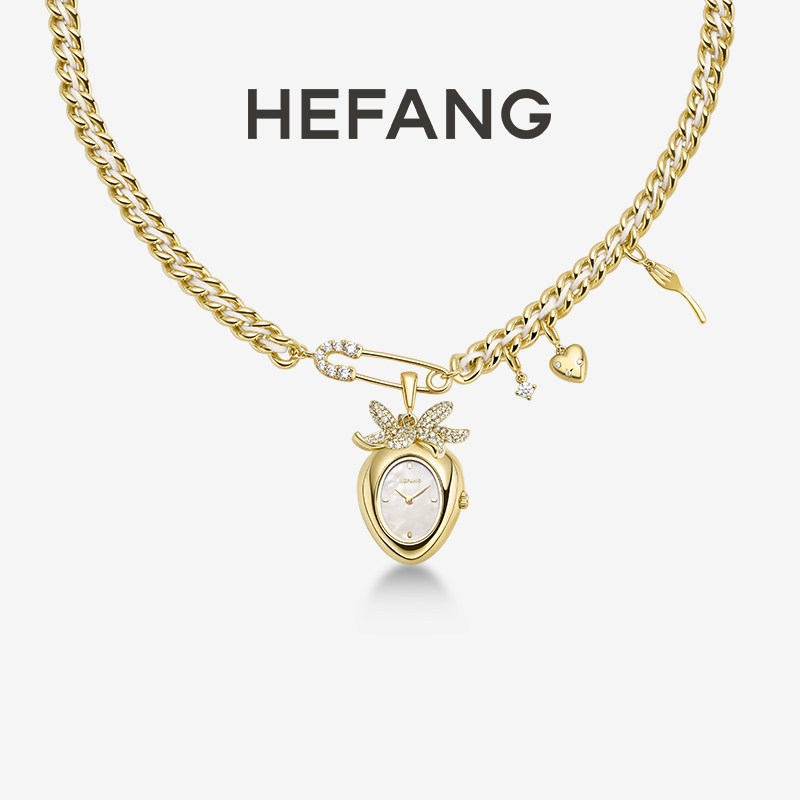 [618狂欢节]HEFANG何方珠宝草莓项链表百搭配饰轻奢锁骨链礼物女