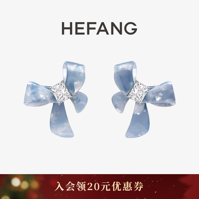 HEFANG何方珠宝油画蝴蝶结耳环