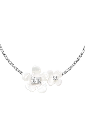 HEFANG何方小苍兰花簇项链925银
