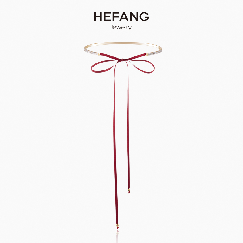 HEFANG Jewelry x OOAK ºûµû½áÏîȦ ´¿ÒøÅ®Íøºìºûµû½áchoker¾±´ø