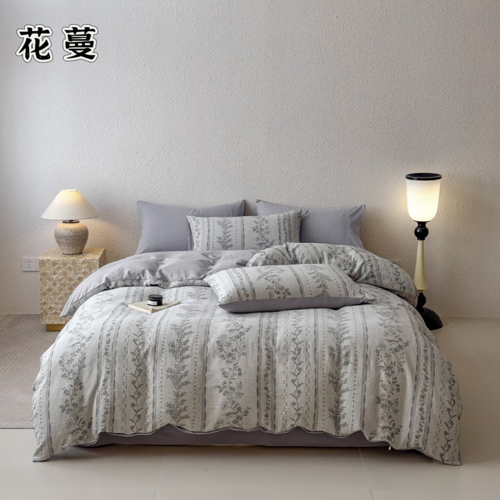 高端新品100%全棉三层纱磨毛四件套柔软绒感保暖舒服亲肤透气好用
