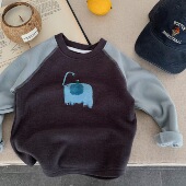 儿童t恤长袖 新款 男宝宝纯棉上衣百搭 T恤帅气秋装 儿童秋冬德绒长袖