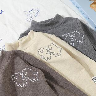 儿童绵羊绒打底衫秋冬款男女童纯色弹力百搭上衣宝宝保暖内搭T恤