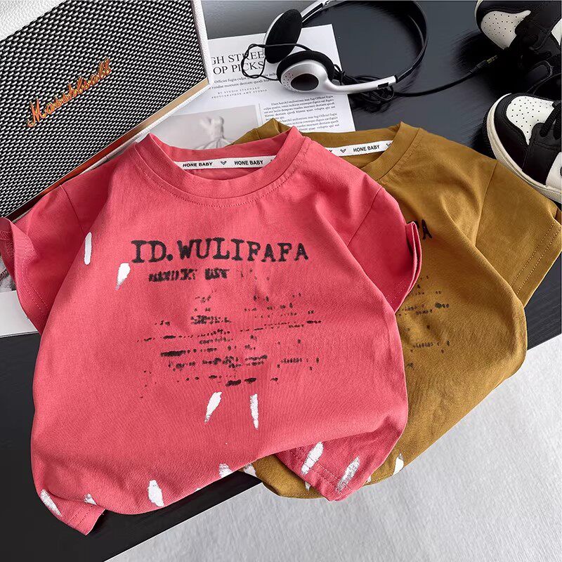 儿童纯棉T恤短袖夏装新款女童夏季T恤男孩子夏款百搭上衣韩版休闲