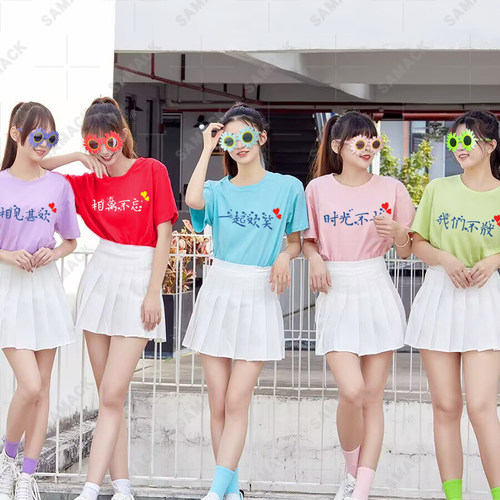 闺蜜装彩色t恤女夏季纯棉短袖潮