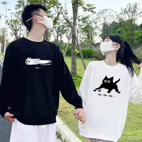 不一样的高级感男女情侣圆领卫衣