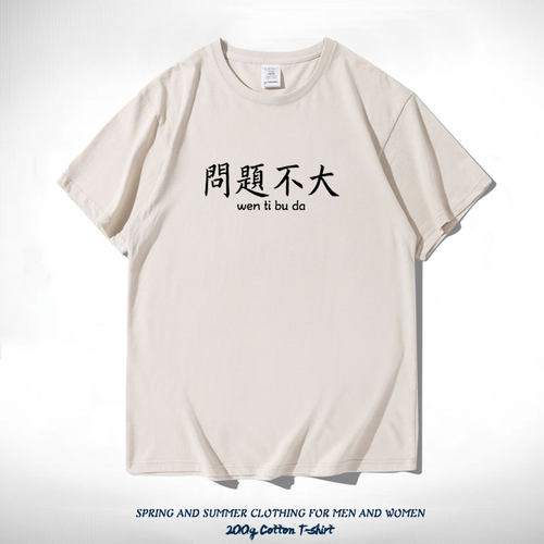 问题不大纯棉t恤短袖趣味文字