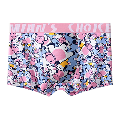 雅鹿粉色可爱内裤男生纯棉四角卡通平角裤衩青少年男士短裤头AN