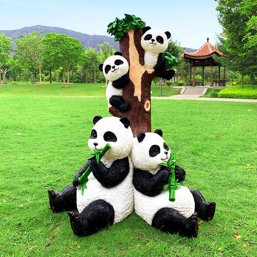 户外大型仿真发光大熊猫玻璃钢雕塑公园林景观售楼部小品装饰美陈