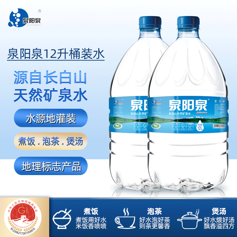 泉阳泉长白山天然矿泉水12L*1桶