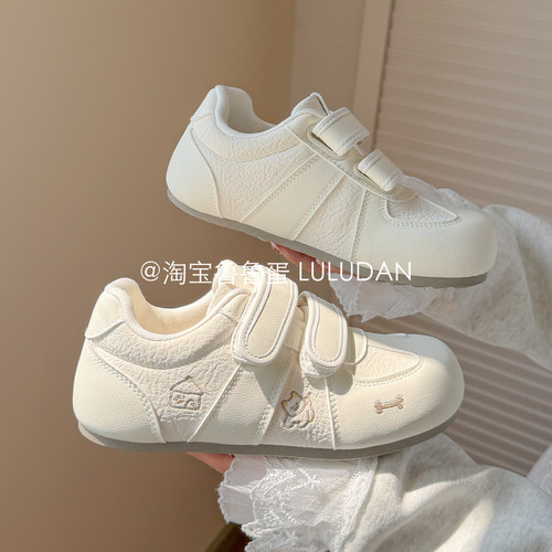 鲁鲁蛋 魔术贴小白鞋女款2026新款春季厚底板鞋ins百搭小众德训鞋