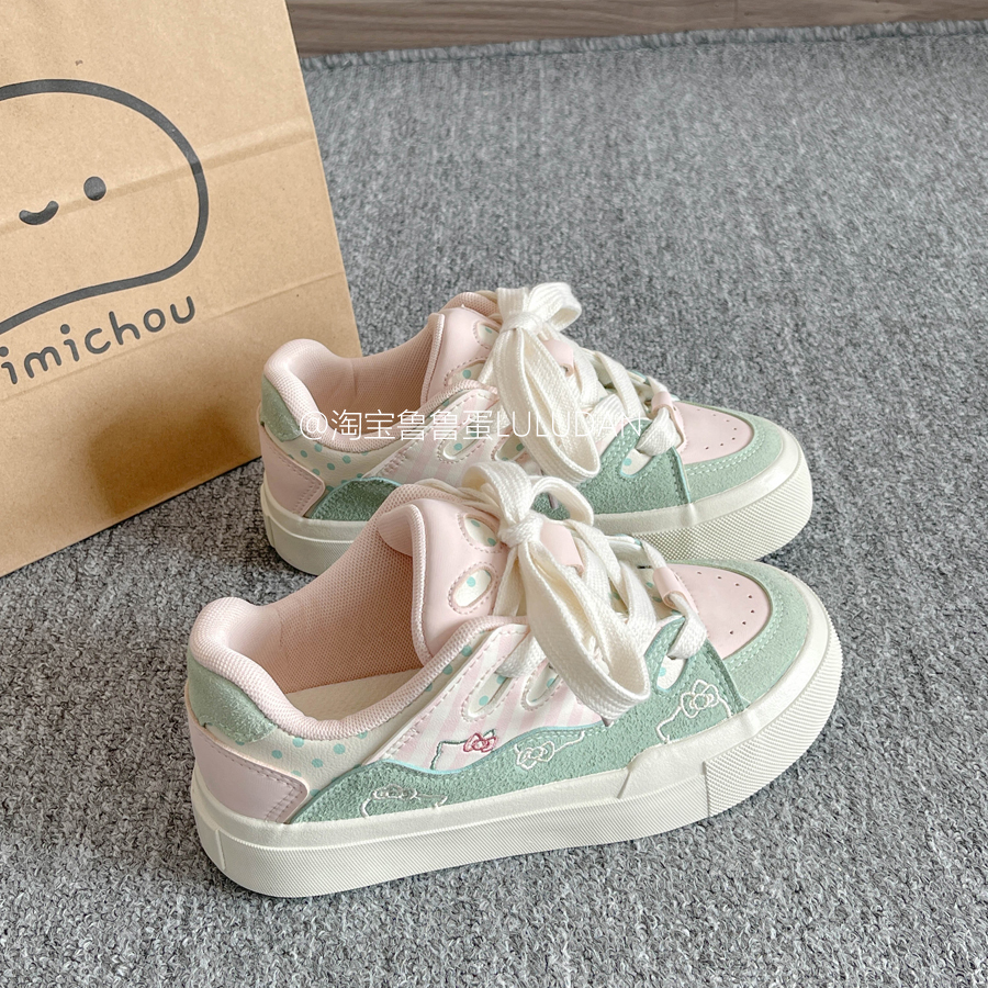 鲁鲁蛋 韩版休闲板鞋女款2025新款百搭小众鞋子厚底小白鞋面包鞋